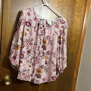 Knox Rose Floral Blouse - Pink and Cream
